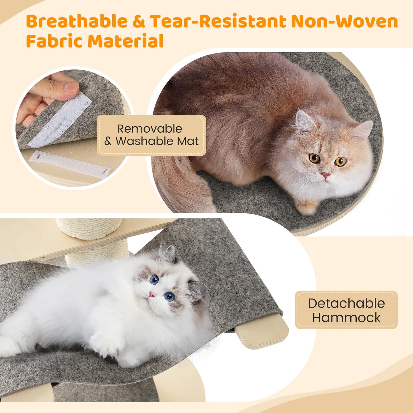 120 CM Multi-layer Cat Tower with Sisal Covered Scratching Posts and Carpet