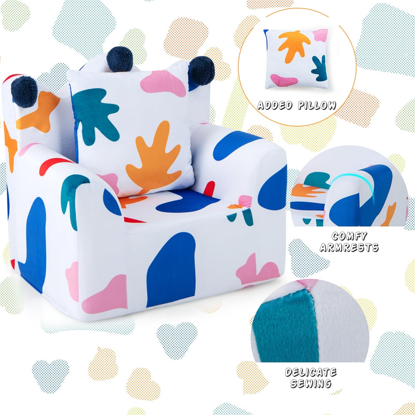 Kids Sofa Chair Foam Filled Armchair with Extra Padded Pillow