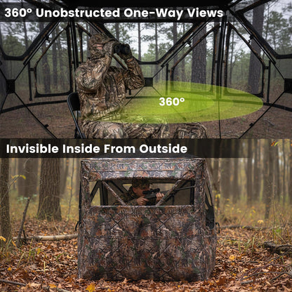 Hunting Blind 270°/360° See Through Pop Up Hunting Tent with Sliding Window and Door