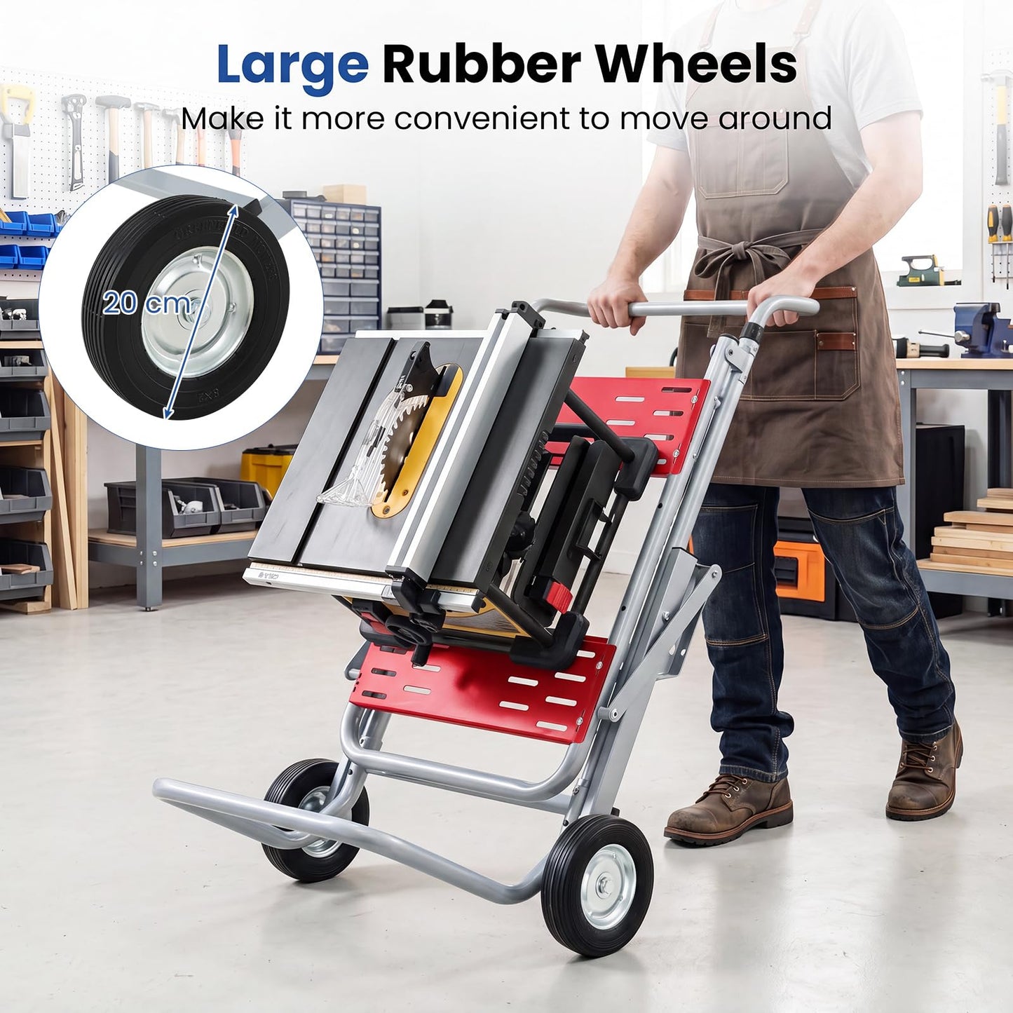 Rolling Foldable Heavy Duty Metal Base with 20cm Rubber Wheels