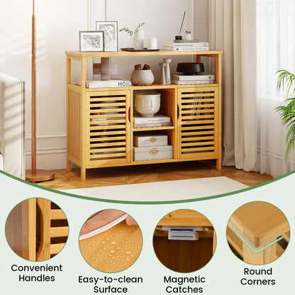 Bamboo Bathroom Cabinet 2-Door Storage Organizer with Shelves