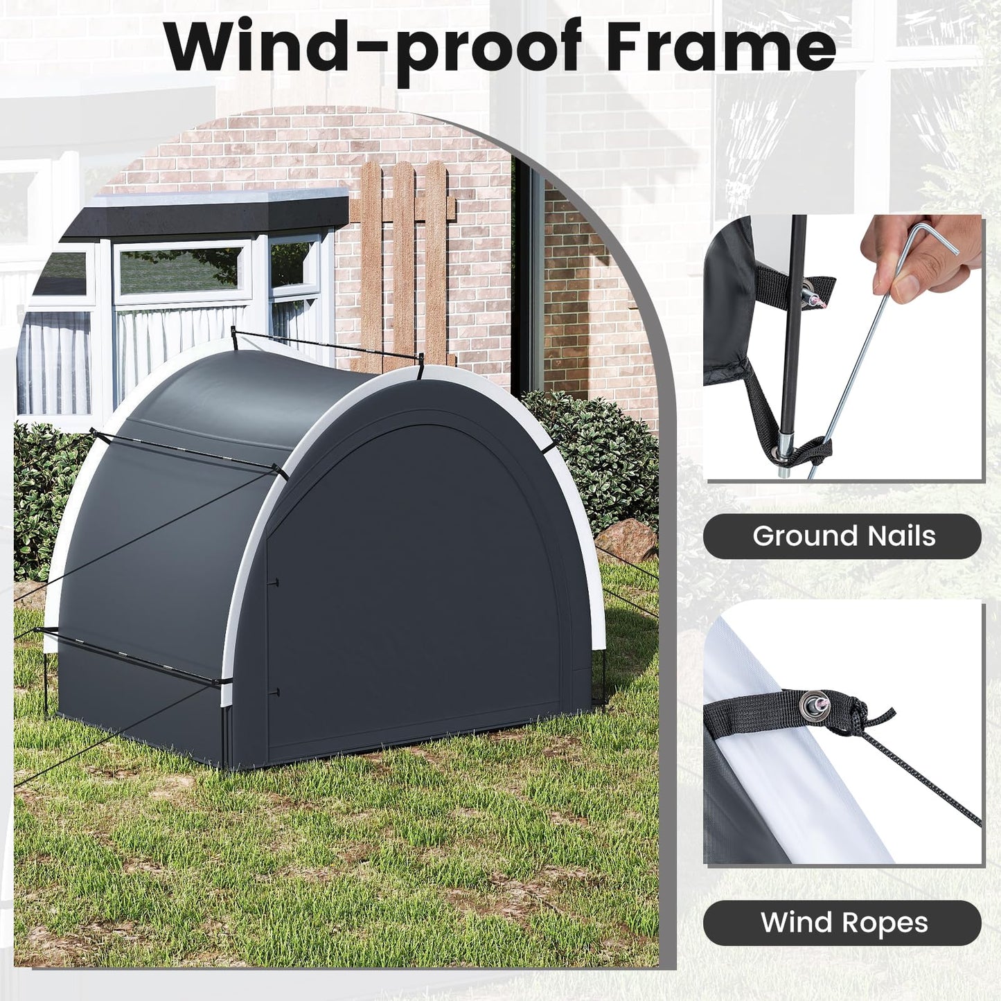 Bike Storage Shed Tent, Waterproof Anti-UV Garden Shed with Silver-coated Fabric