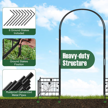217 cm Arch Trellis Metal Garden Arbor with Planter Boxes