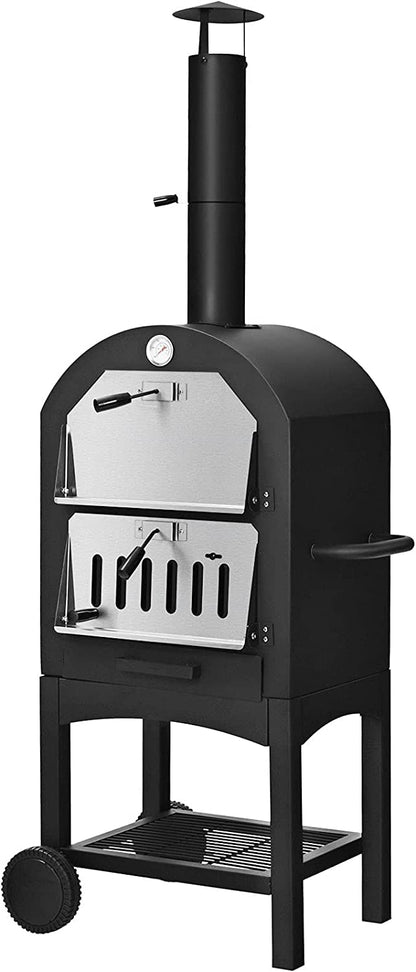 Wood Fired Pizza Maker with Chimney & Pizza Peel