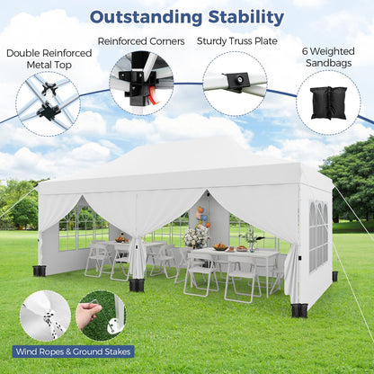3m x 6m Outdoor Garden Shelter with 6 Sidewalls and Carrying Bag