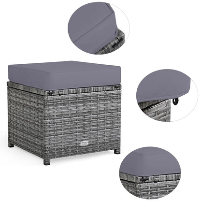 9 Seater Patio Rattan Corner Sofa Set with Sofa Chairs and Coffee Table
