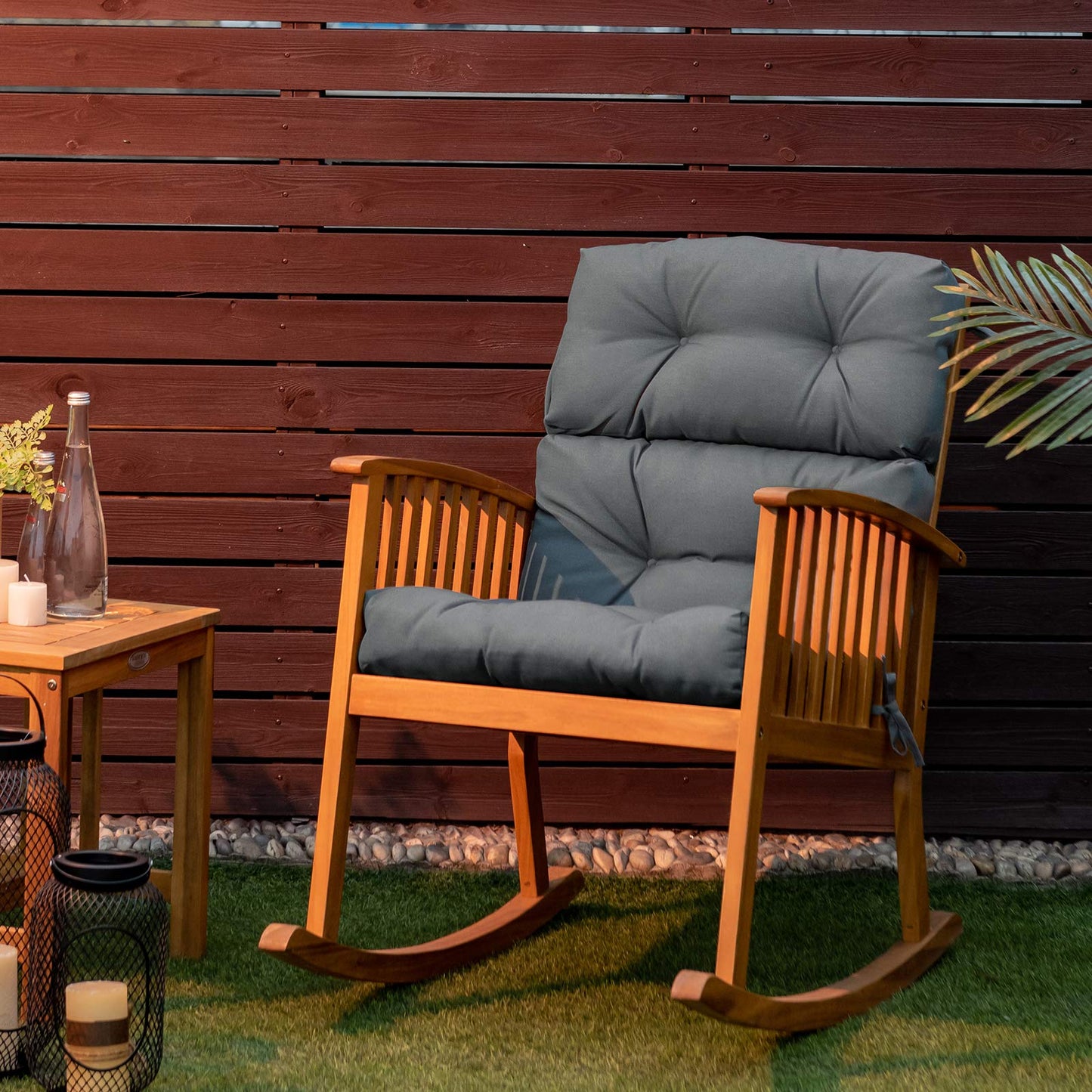 Thick Rocking Chaise Lounge Chair Pad with Non-Slip Rope Belts