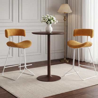 Bar Stools Set of 2, Fabric/PU Leather Upholstered Bar Chairs with Curved Back