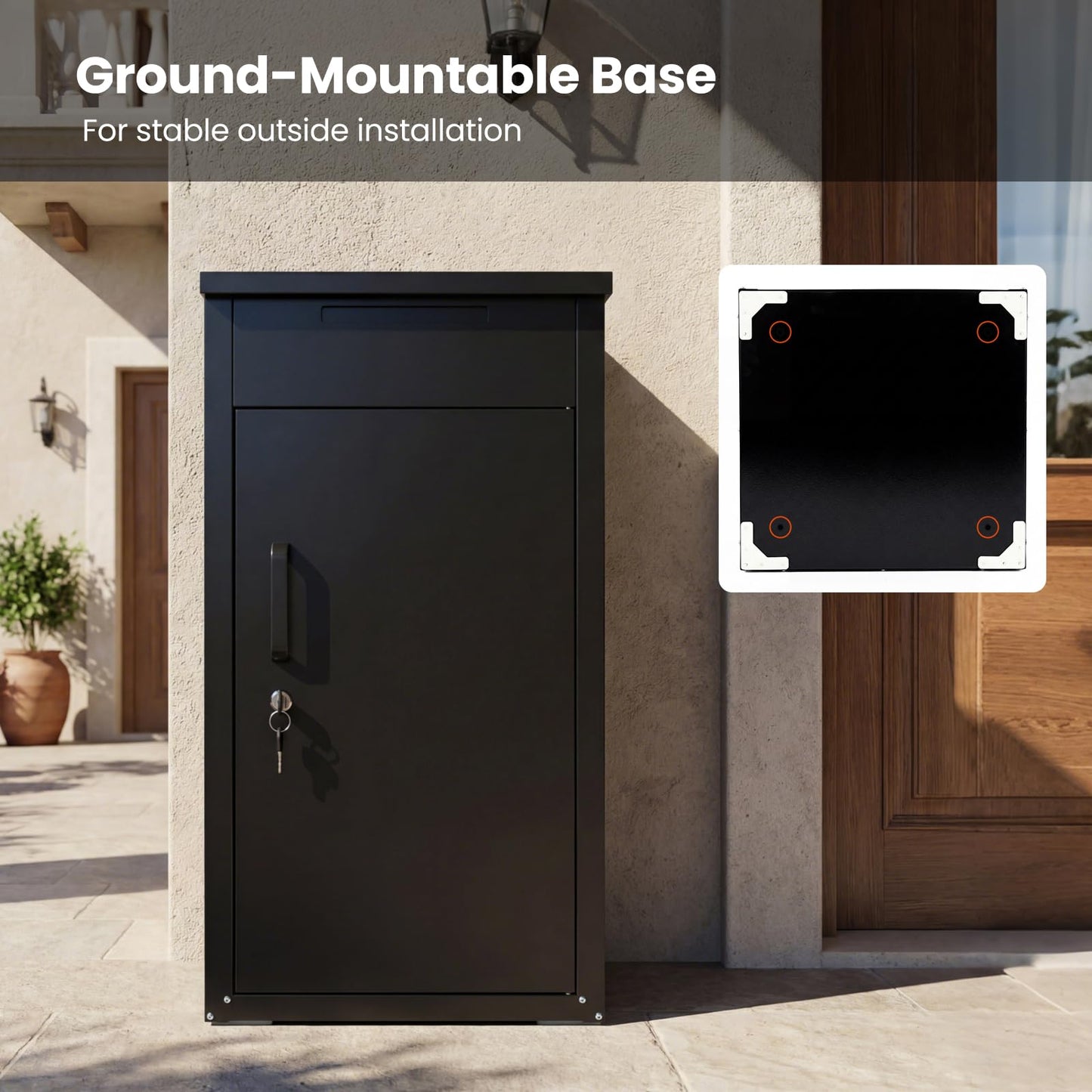 Lockable Package Delivery Box for Outside, Large Galvanized Steel Mailbox