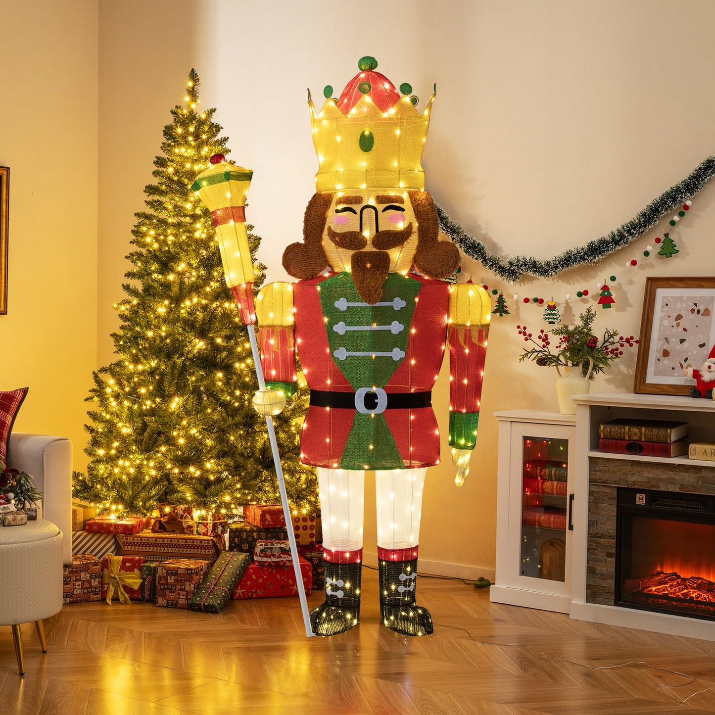 Lighted Nutcracker Soldier, Outdoor 3D Christmas Decoration with LED Lights