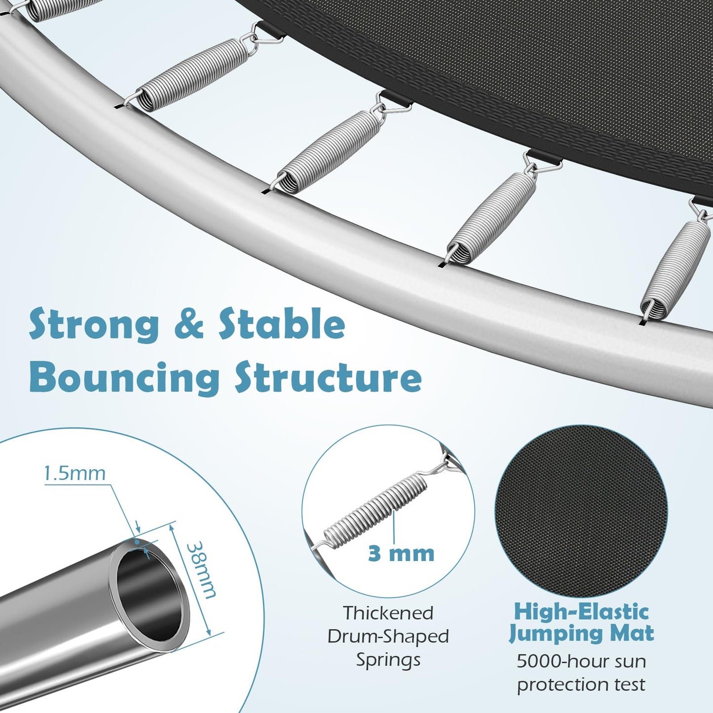 244 cm Trampoline with Safety Enclosure Net and Ladder