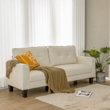 Modern Upholstered Corner Sofa Couch with 2 Removable Back Cushions