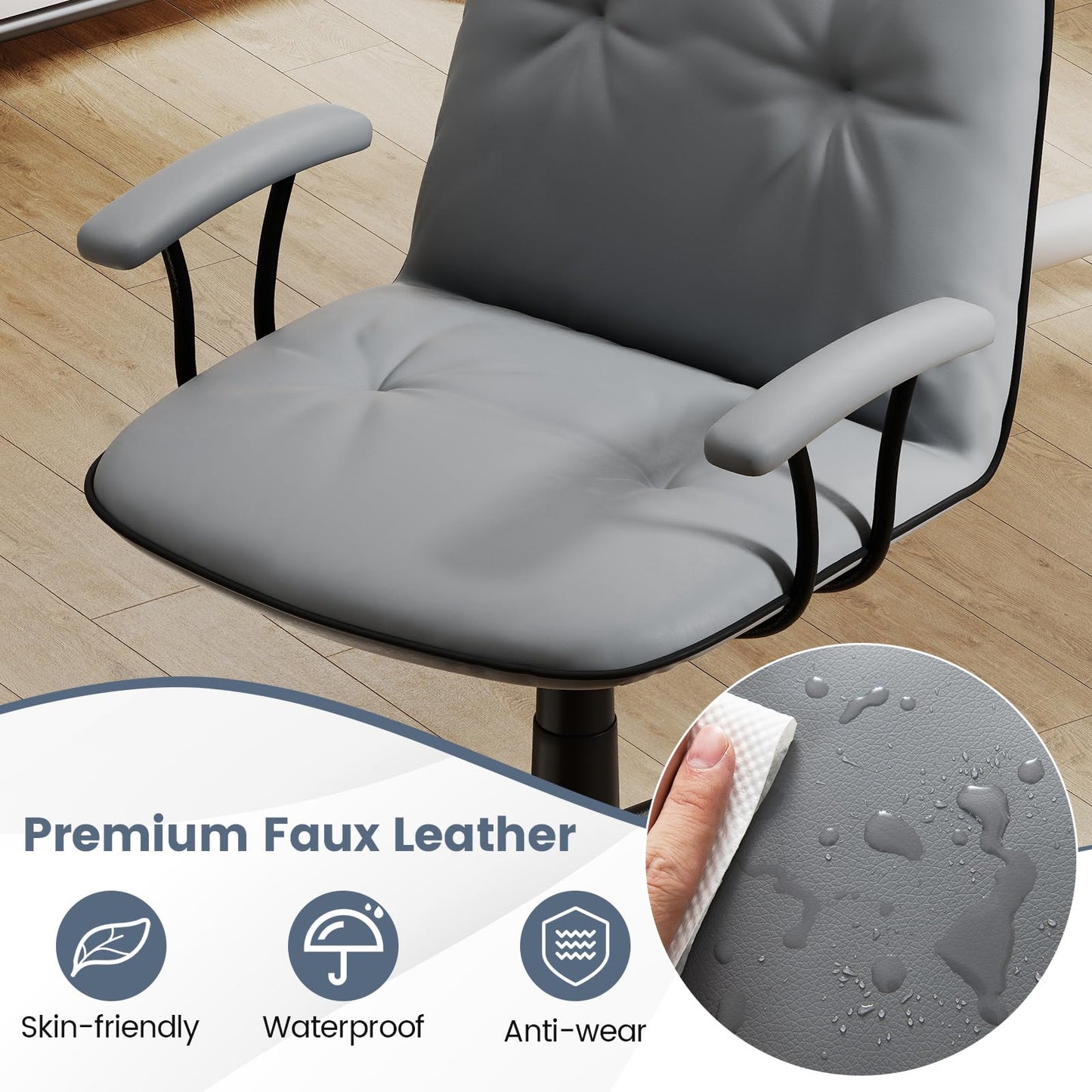 Home Office Office Chair, PU Leather Desk Chair with Rocking Function