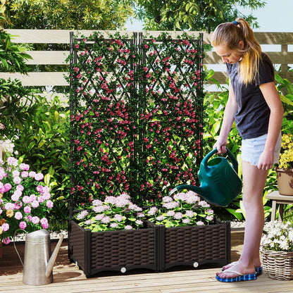 Garden Planter with Trellis with Self-Watering Device and Drainage Holes