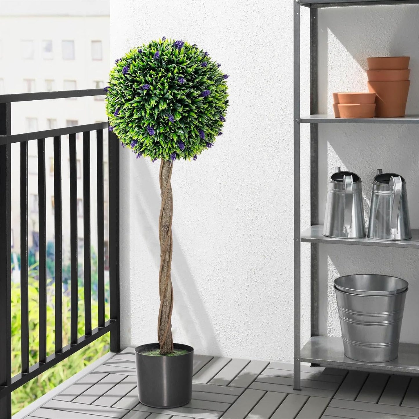 115 CM Artificial Boxwood Topiary Tree Fake Lavender Ball Plant