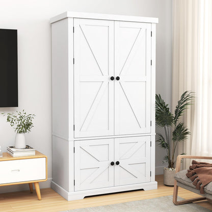 Tall Kitchen Cupboard, 4-Door Pantry Cabinet with Adjustable Shelves