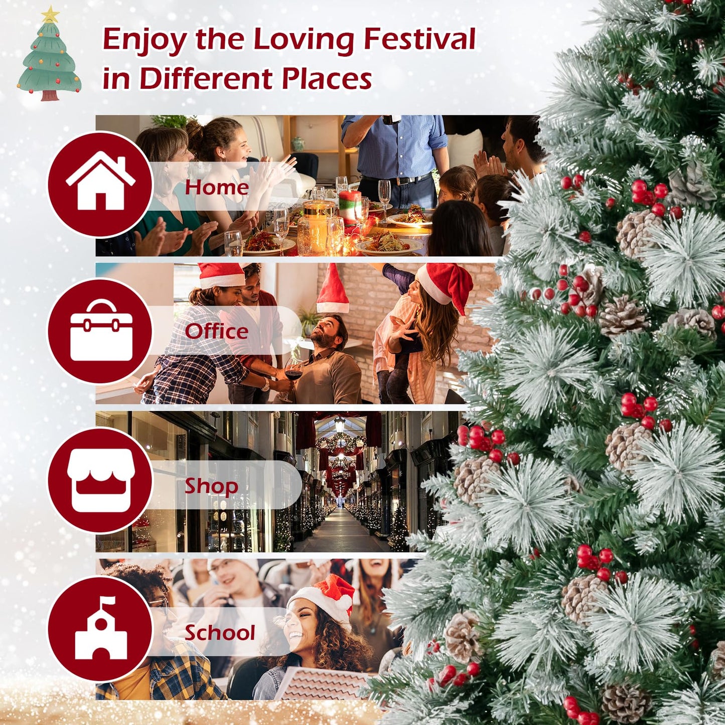 185/215cm Pre-Lit Artificial Christmas Tree with 11 Lighting Modes and 350 LED Lights