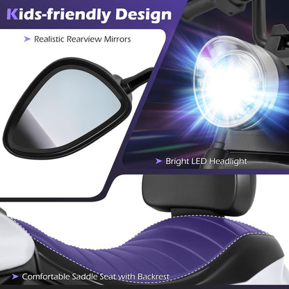 6V Kids Motorbike, Electric Ride on Motorcycle with Headlight
