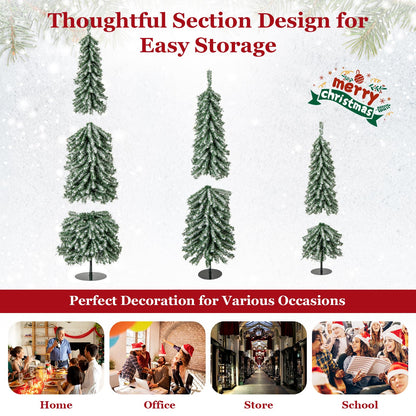 4/5/6FT Artificial Christmas Tree Set of 3 with Realistic Accumulated Snow