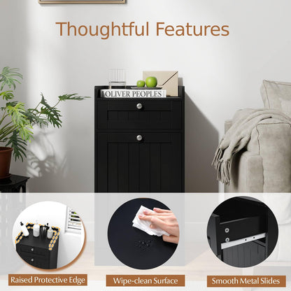 Bathroom Storage Cabinet with Drawer and Removable Hamper