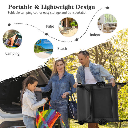 Giantex Folding Camping Bed Outdoor Sleeping Cot with Detachable Mattress 6-Position Adjustable Backrest