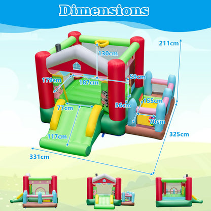 4-in-1 Farm Themed Inflatable Bounce House with 480W Blower