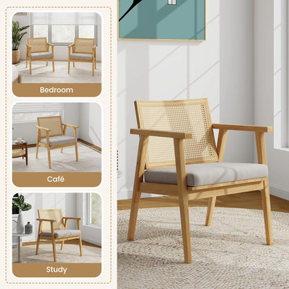 Modern Accent Chair with Solid Rubber Wood Frame