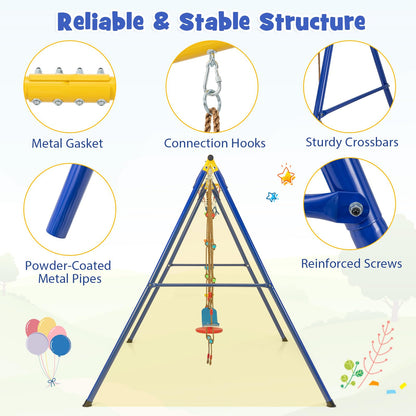 4-in-1 Kids Metal Swing Stand with Double Swings