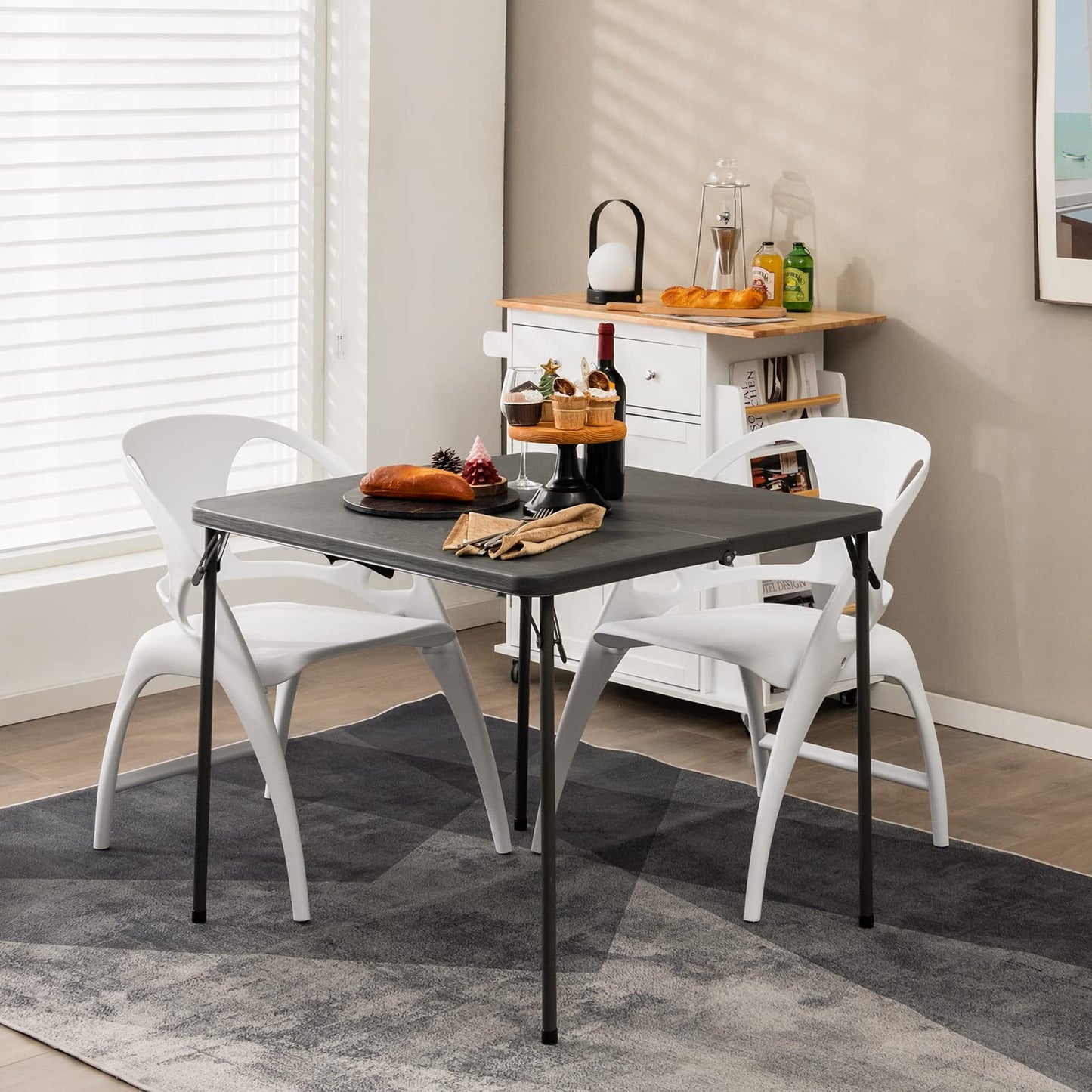 Portable Plastic Dining Camping Trestle Table for Indoor Outdoor Use