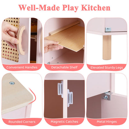 Play Kitchen for Kids with Realistic Ice Maker and Stove Cooking Toy Kitchen