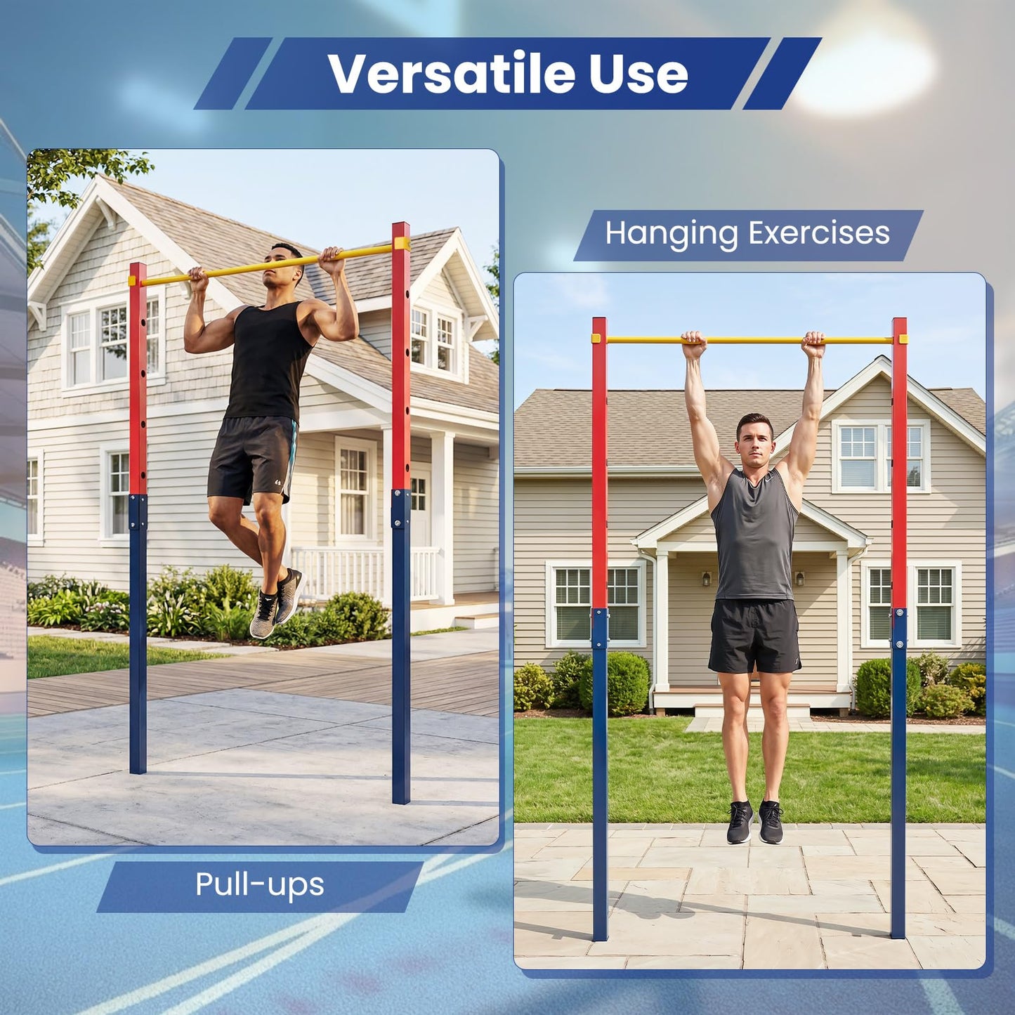 Outdoor In-Ground Pull Up Bar Station, Heavy Duty Metal Chin Up Bar