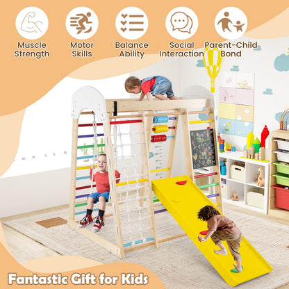 7 in 1 Toddler Jungle Gym Playset with Climbing Rock/Net