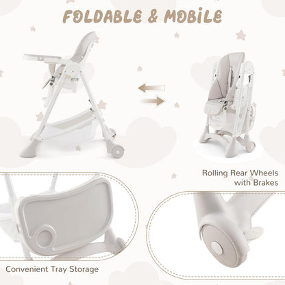 Folding Infants Highchair with Storage Basket