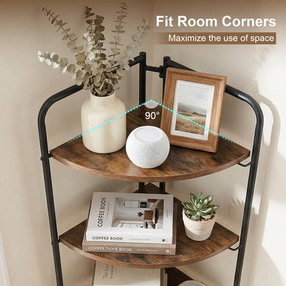 5-Tier Corner Shelf, Freestanding Bookshelf Ladder Shelving Unit