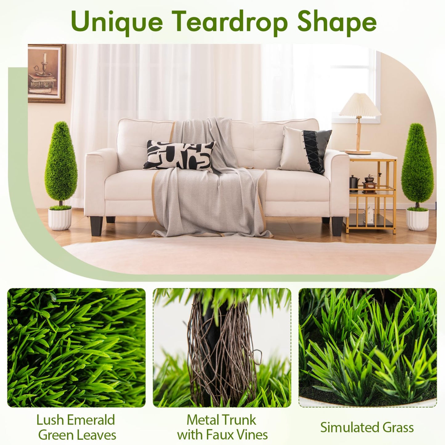 90cm 2PCS Greenery Faux Boxwood Tower/Spiral Plant with Realistic Leaves and Pot