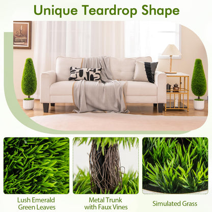 90cm 2PCS Greenery Faux Boxwood Tower/Spiral Plant with Realistic Leaves and Pot