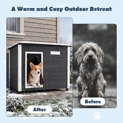 Wooden Dog House, Outdoor Weatherproof Pet Shelter