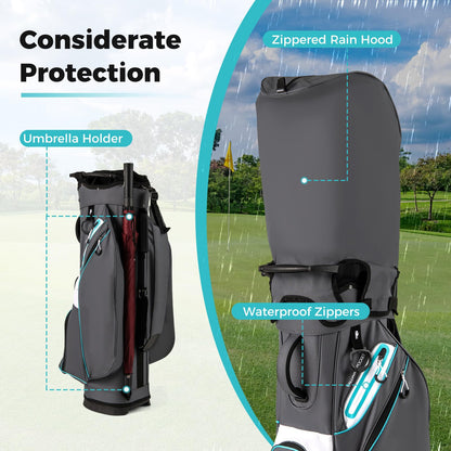 Giantex Golf Cart Bag Golf Trolley Bag with 14 Way Dividers Cooler Pocket Adjustable Shoulder Strap Rain Hood