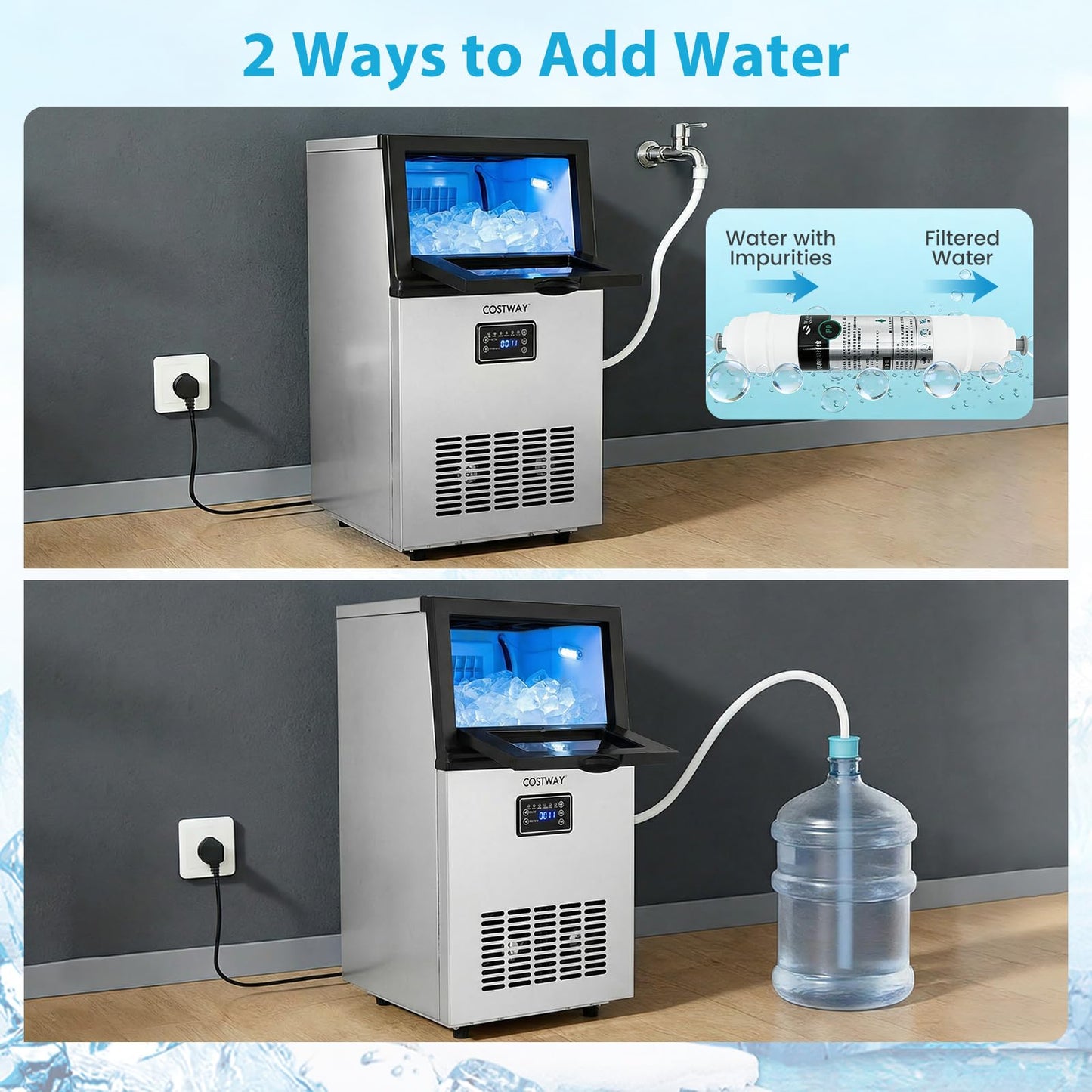 Commercial Ice Machine, 23kg/24H Industrial Ice Maker Machine with 5kg Ice Storage Capacity
