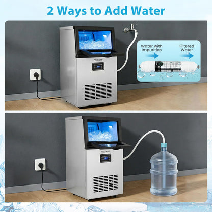 Commercial Ice Machine, 23kg/24H Industrial Ice Maker Machine with 5kg Ice Storage Capacity
