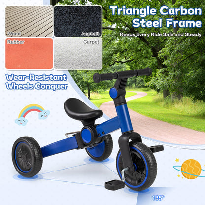 5-In-1 Toddler Bike Kids Balance Bike with Removable Pedals