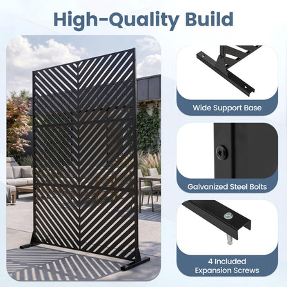183 CM Freestanding Metal Outdoor Privacy Screen for Patio Garden