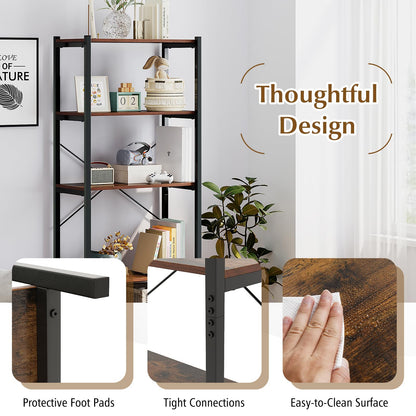 5-Tier Bookshelf with Metal Frame and Storage Rack