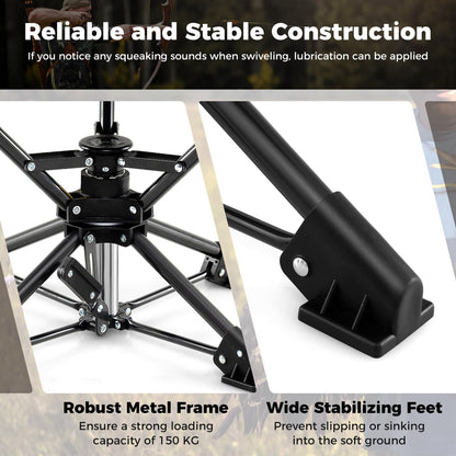 Folding Swivel Camping Hunting Stools with Anti-Sink Feet and Carry Bag