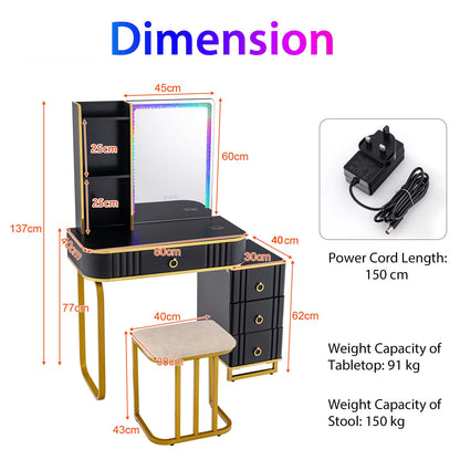RGB LED Vanity Set with Mirror and Lights
