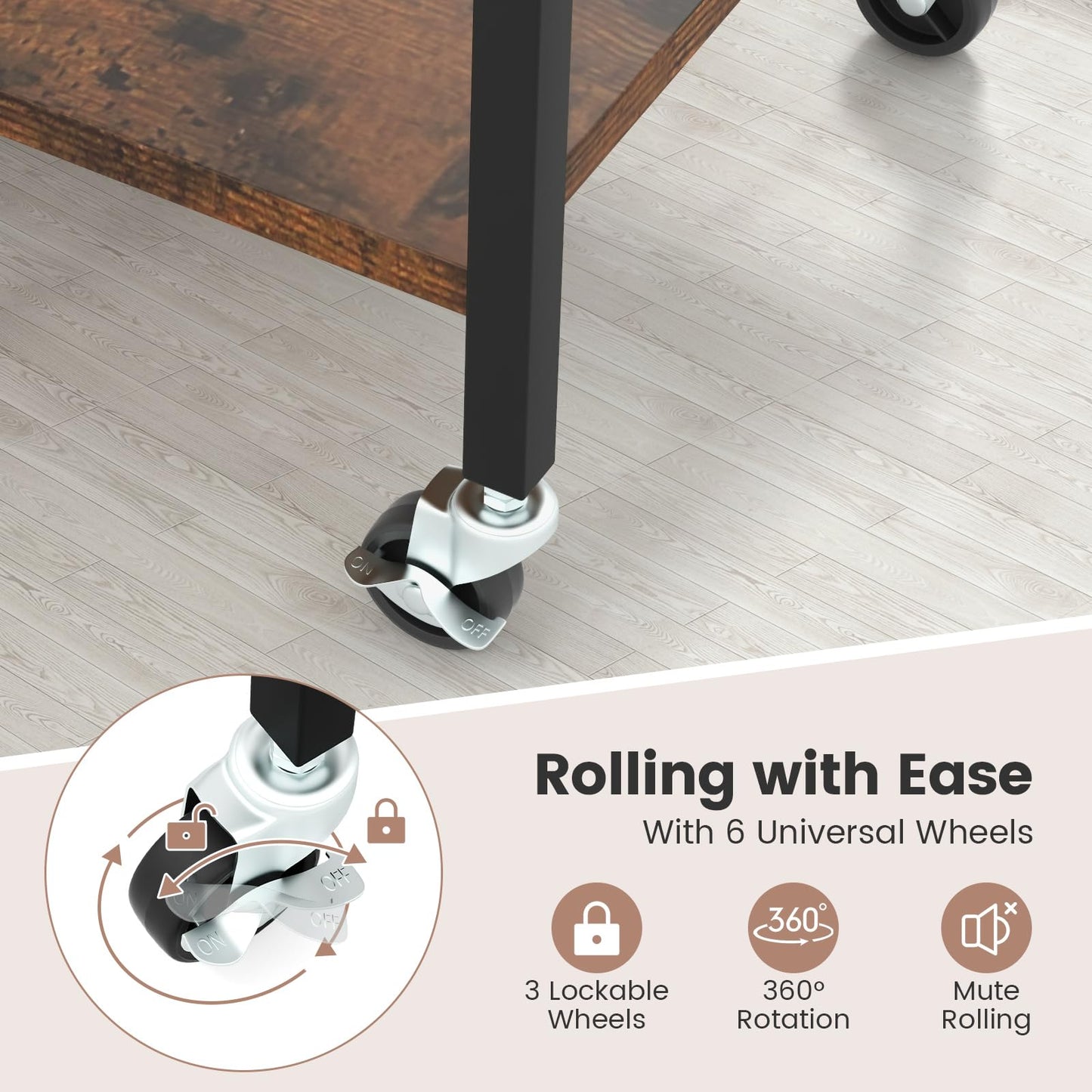 Fishing Rod Holder with Lockable Universal Wheels