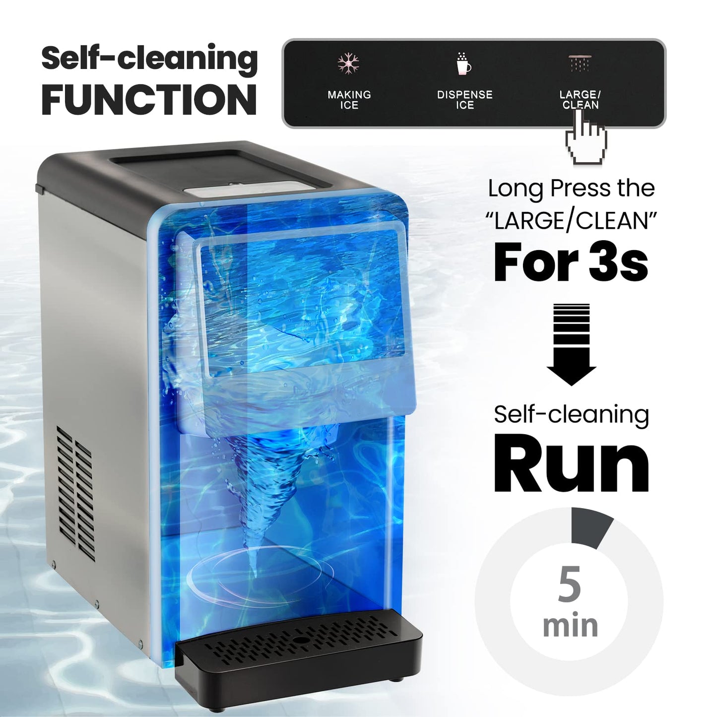 26kg(60lbs)/24H Ice Making Machine Self Dispensing Countertop Nugget Ice Maker