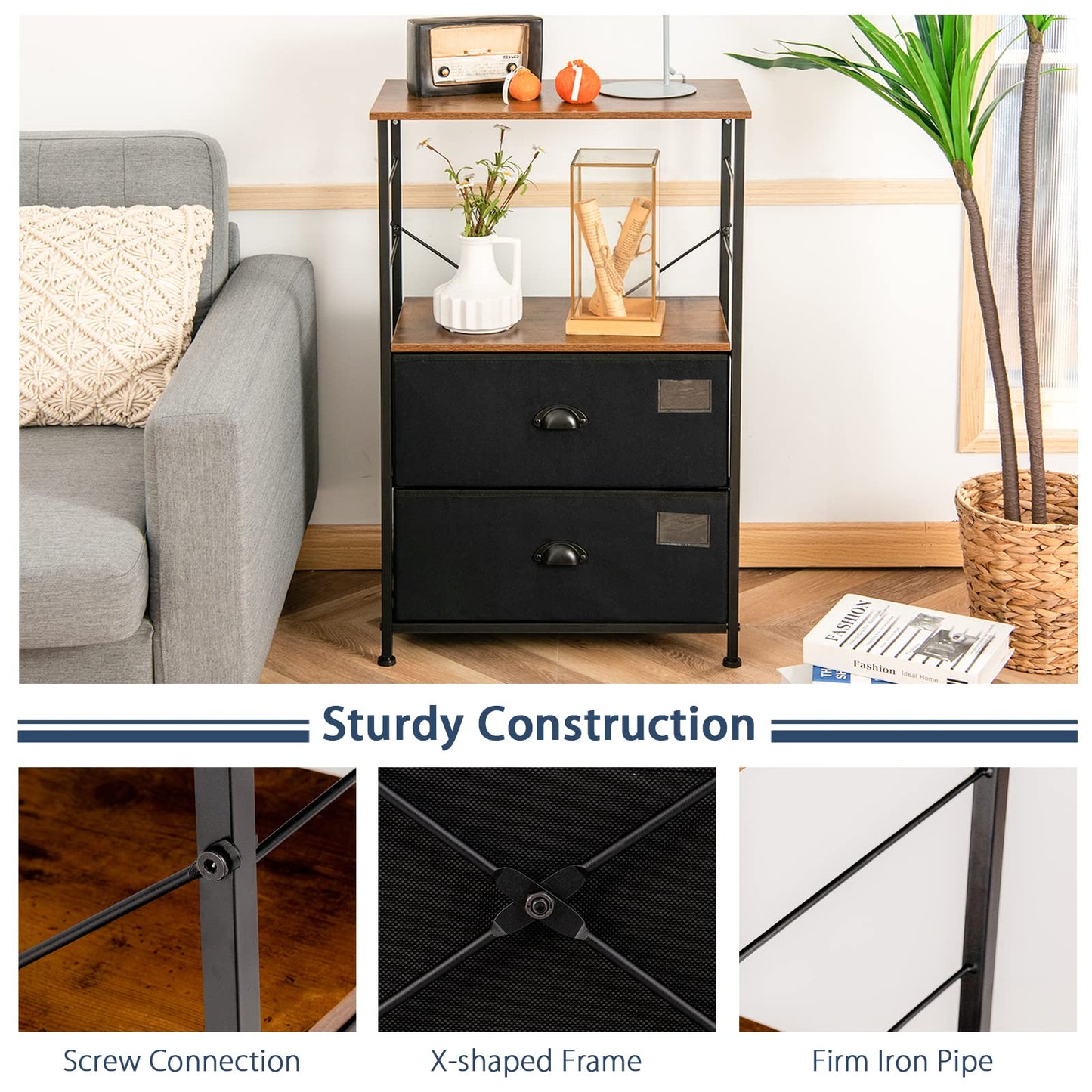 Metal Frame Cabinet Organiser for Home Bedroom