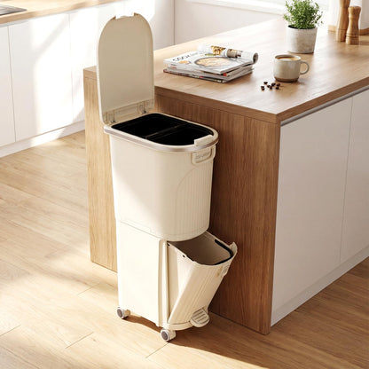 Recycling Bins, 43L Dry and Wet Separation Trash Can with 3 Compartments