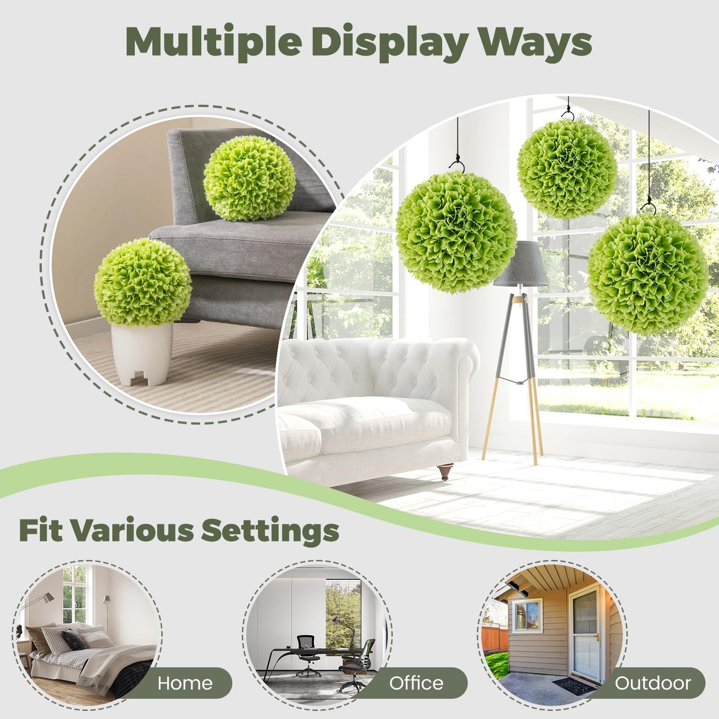 2 Pieces 28 CM Artificial Plant Topiary Balls for Garden Balcony Yard